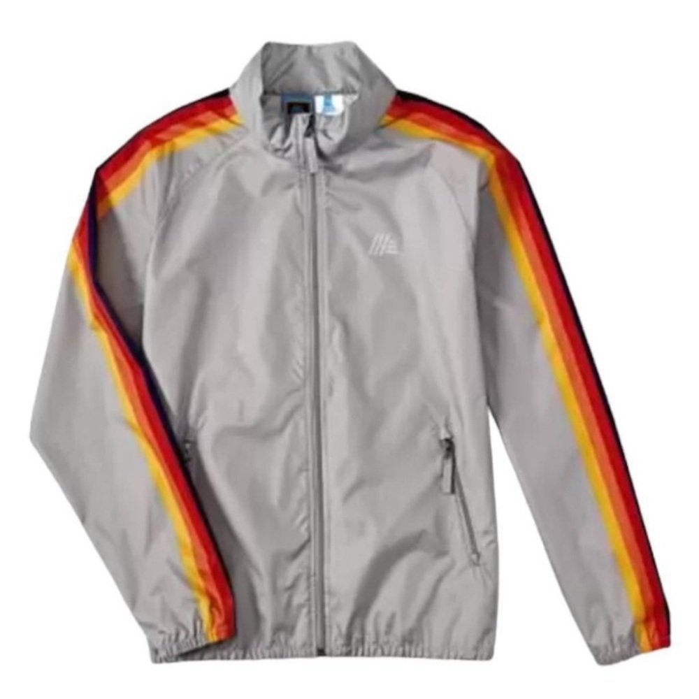 NWT Aldi Track Jacket Rainbow Stripe Nylon Windbreaker